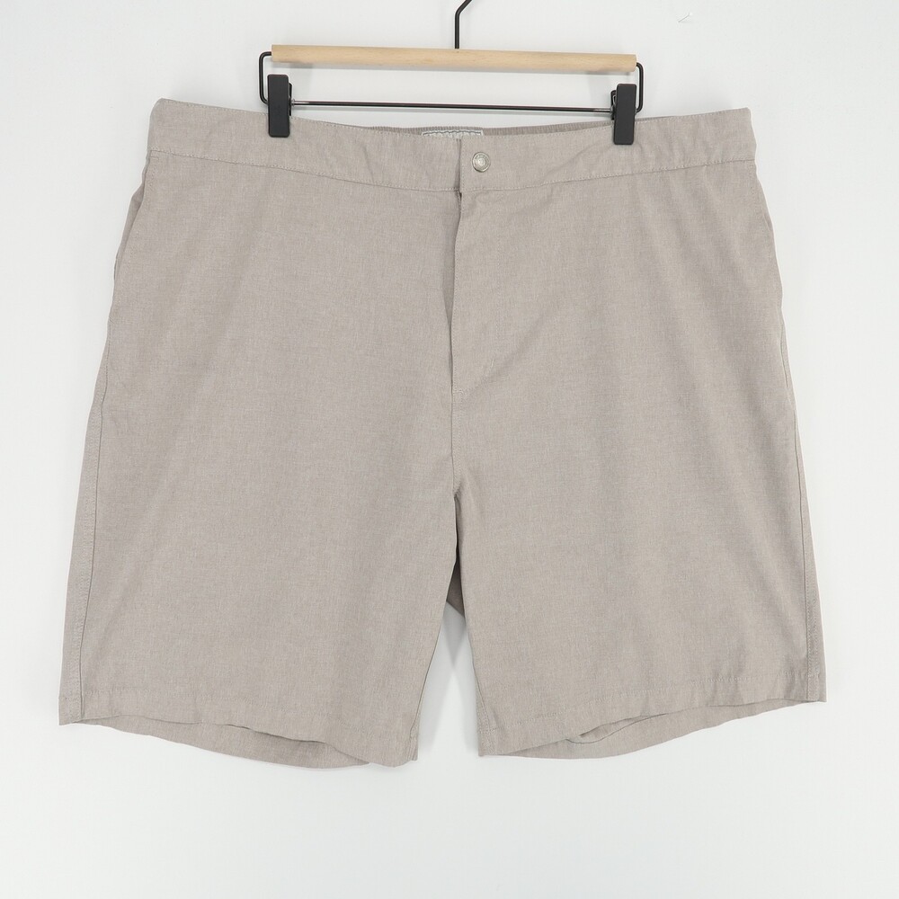 Reyn Spooner Aloha Shorts Mens 40 Beige Elastic Waist Swim Hybrid Casual Pockets